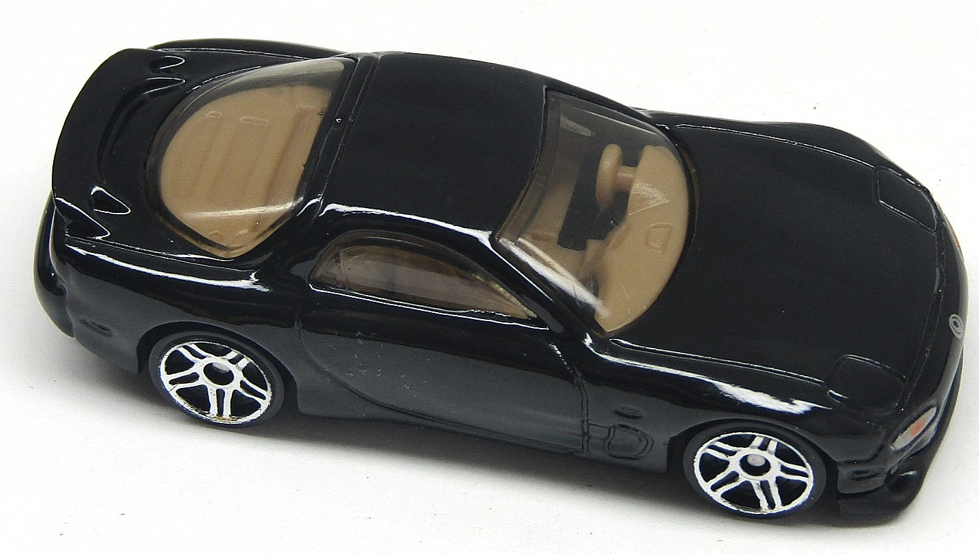 Hot Wheels 1995 Mazda RX-7 Gloss Black Tan Interior 1:64 Diecast 2017