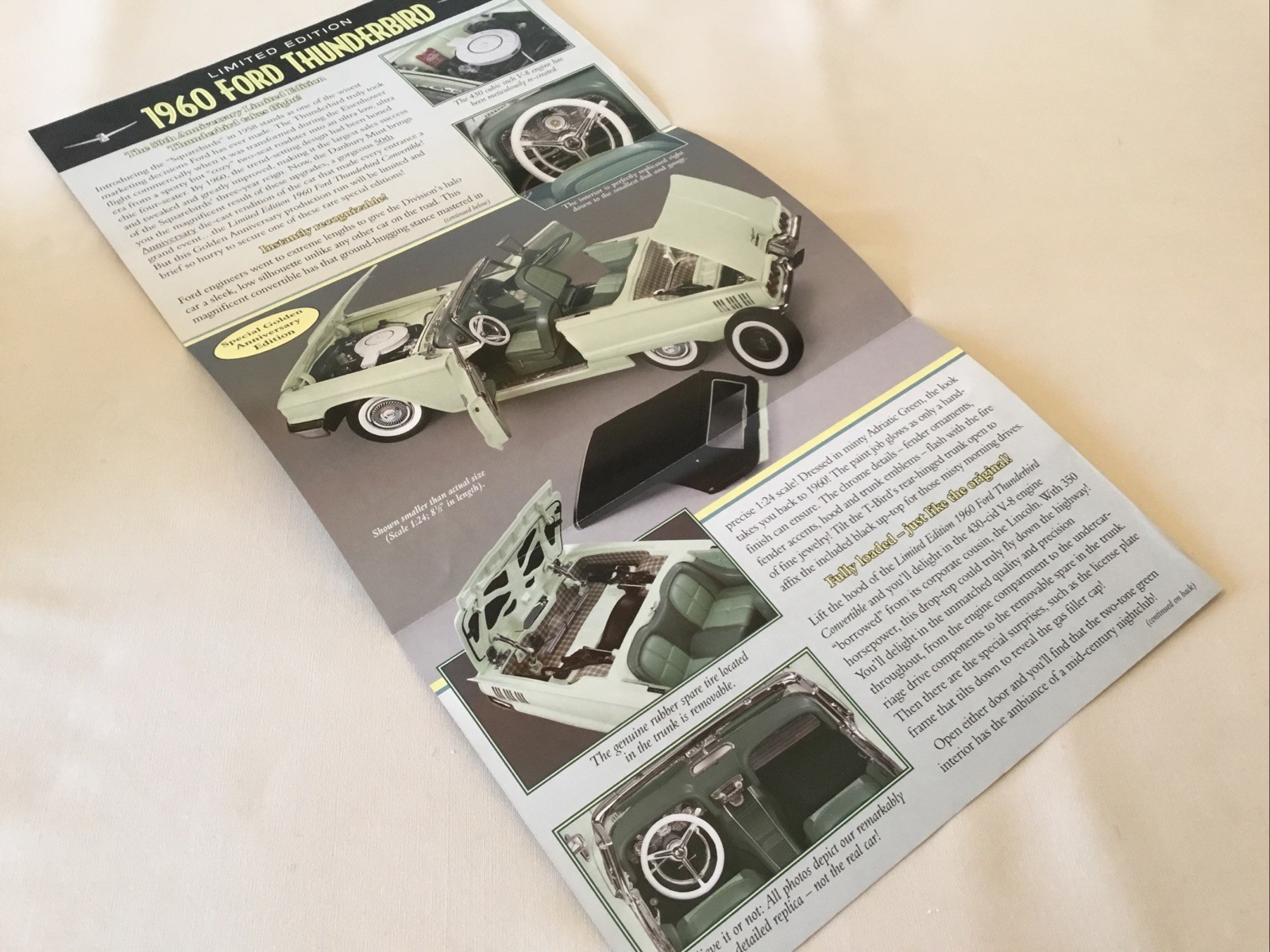 Danbury Mint 1960 Ford Thunderbird Limited Edition Brochure Paperwork Only 1:24
