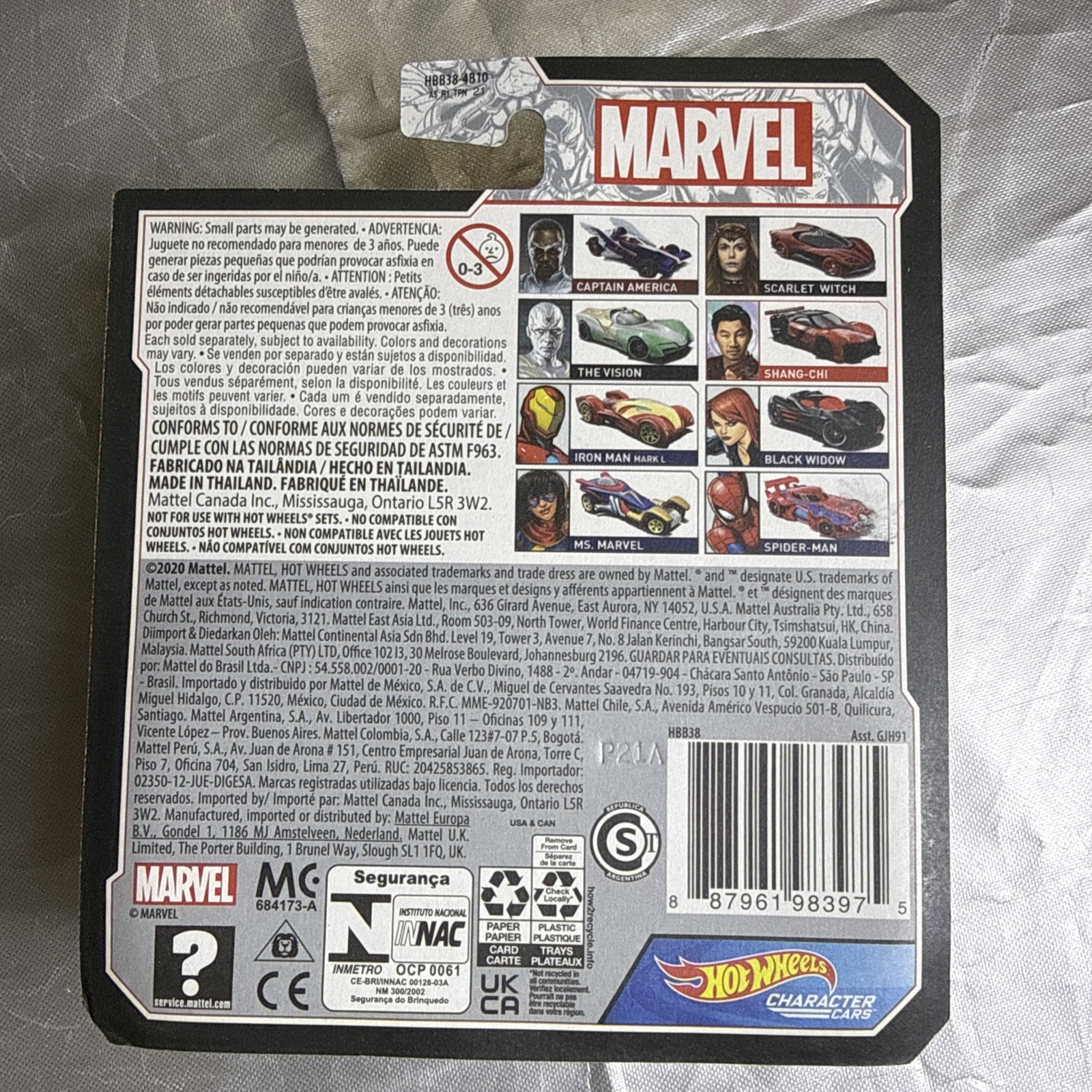 2021 Hot Wheels MARVEL Character Cars Set of 8 New GJH91