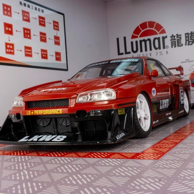 1:18 NISSAN GT-R34 Skyline Alloy Diecast Racing Car Model Sound/Light Gift NEW
