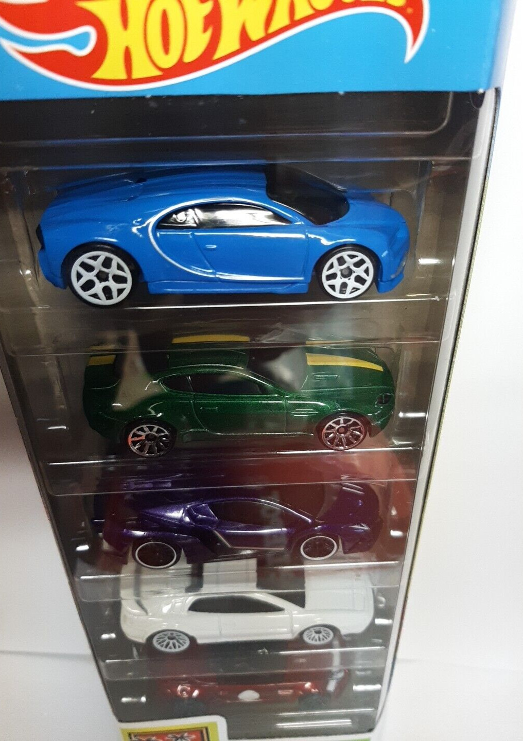 2020 Hot Wheels 5 Pack Bugatti Chiron Lamborghini Lotus Jaguar Aston Martin