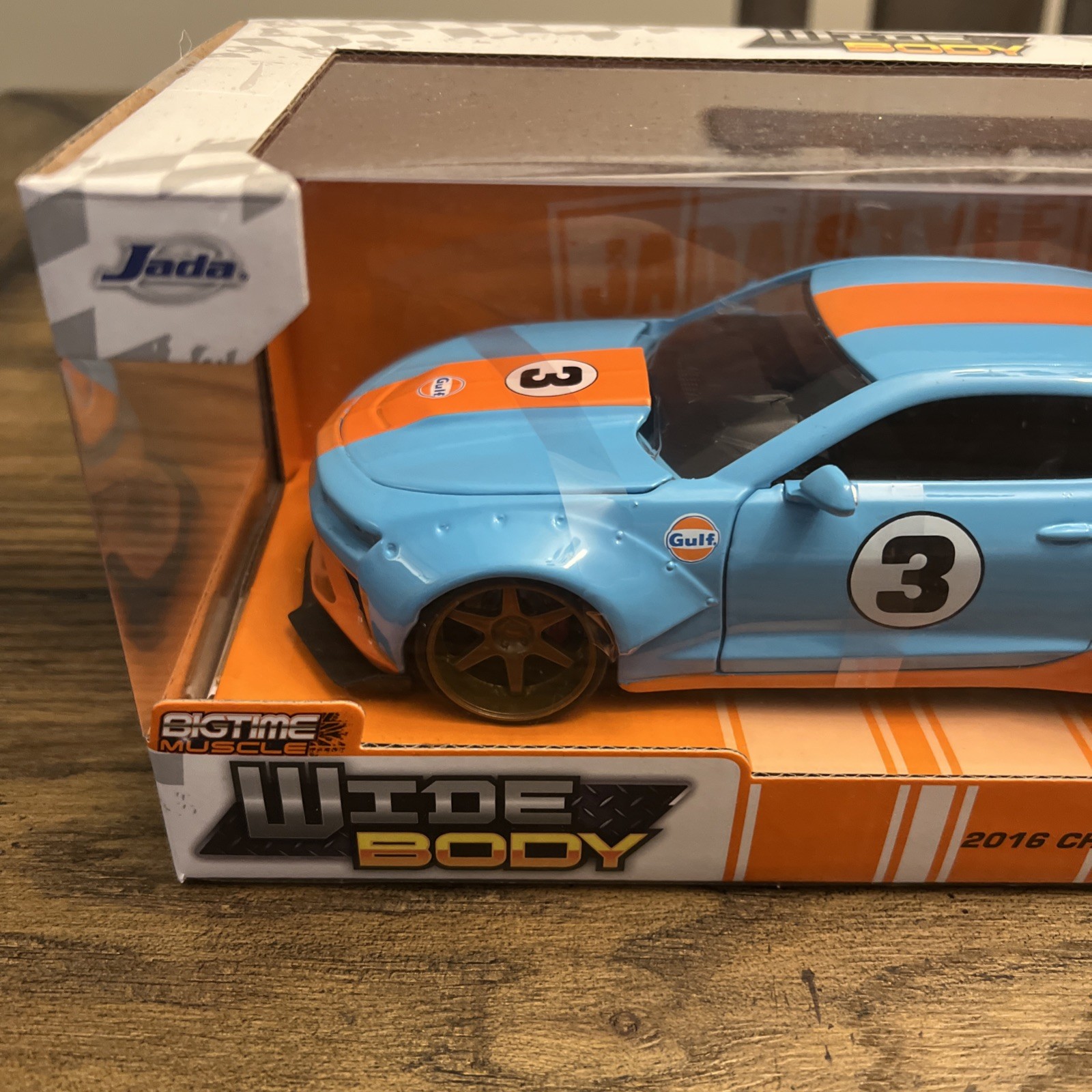 JADA BIGTIME MUSCLE 2016 CHEVROLET CAMARO WIDEBODY 1/24 GULF #3 LIGHT BLUE 35209