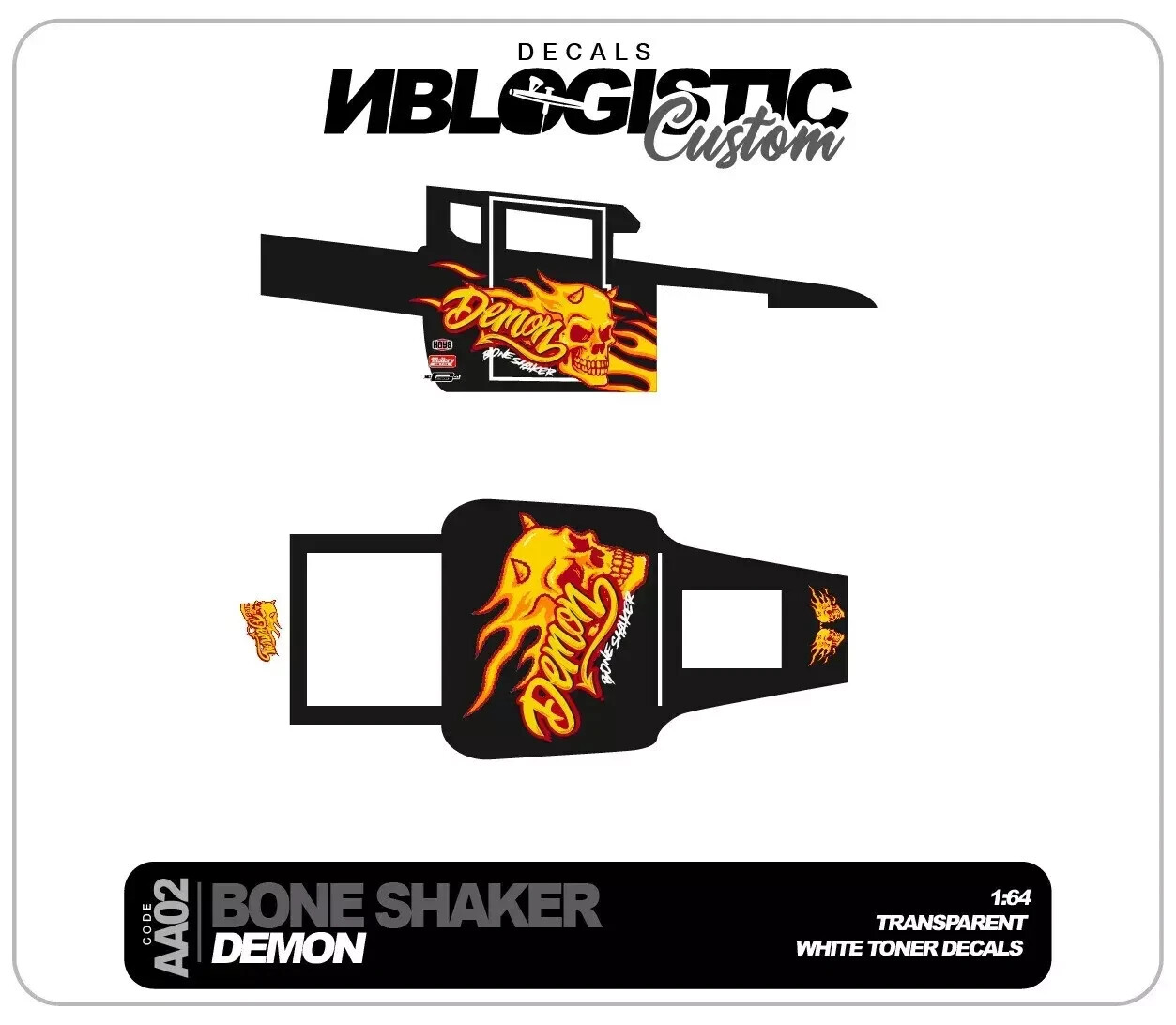 Bone Shaker Custom Universal WaterSlide Decal for hot wheels 1/64 Scale 05