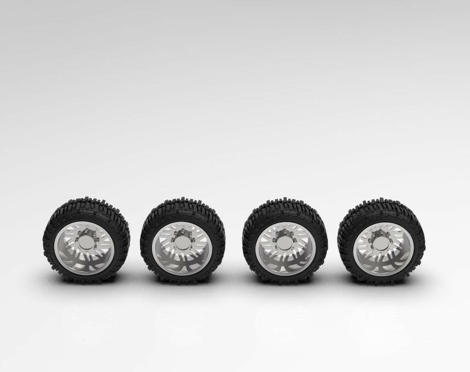 1:64 26” Force Truck Wheel And “Bogger” Set of four wheels and tires