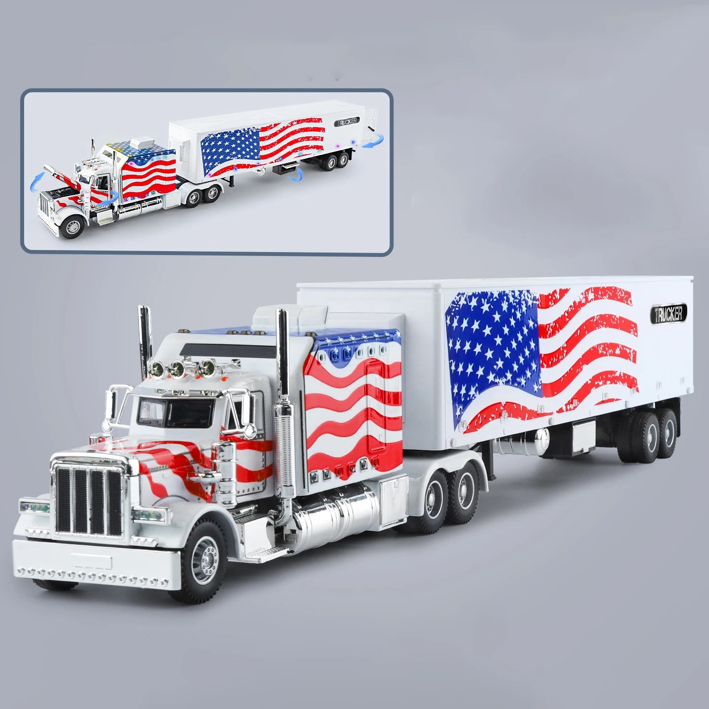 1:24 Peterbilt 389 Alloy Heavy Semi Trailer Truck Head Diecast Container Truck