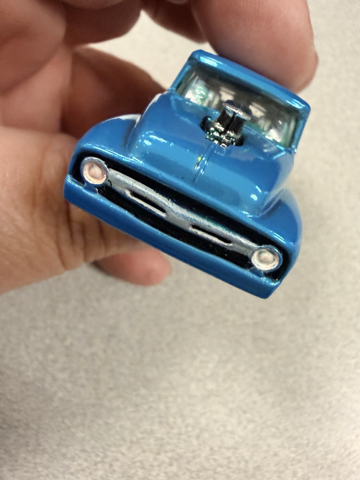 Hot Wheels ’56 Ford Custom, Blue Metalic Paint, on 3D printed lowrider wheels