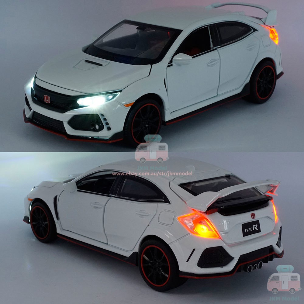 1:32 Honda Civic Type R Model Car Diecast Toy Vehicle Collection Kids Gift White