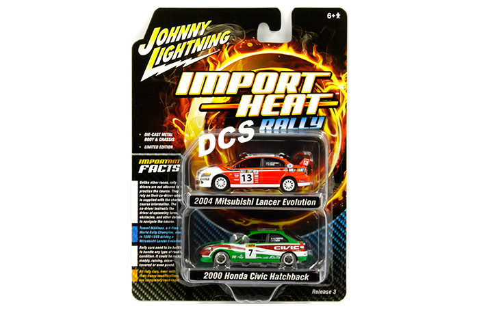 JOHNNY LIGHTNING 2004 MITSUBISHI LANCER EVO & 2000 HONDA CIVIC 1/64 SET JLSP061