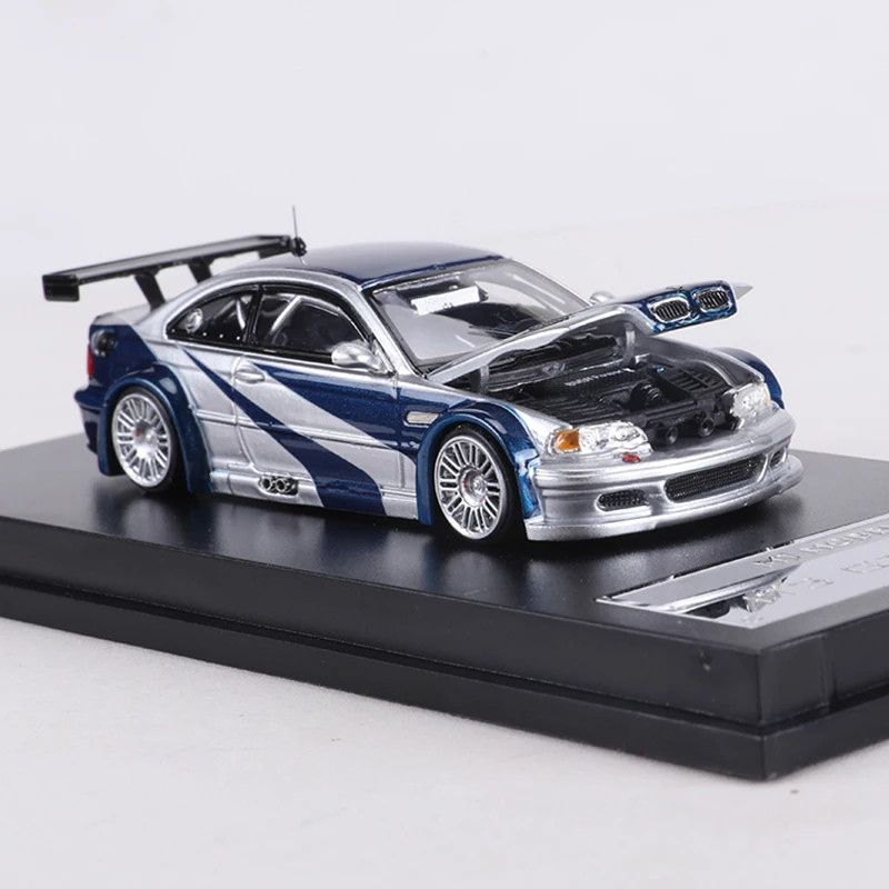 MJ Model 1:64 BMW M3 E46 GTR Alloy Car with Opening Hood