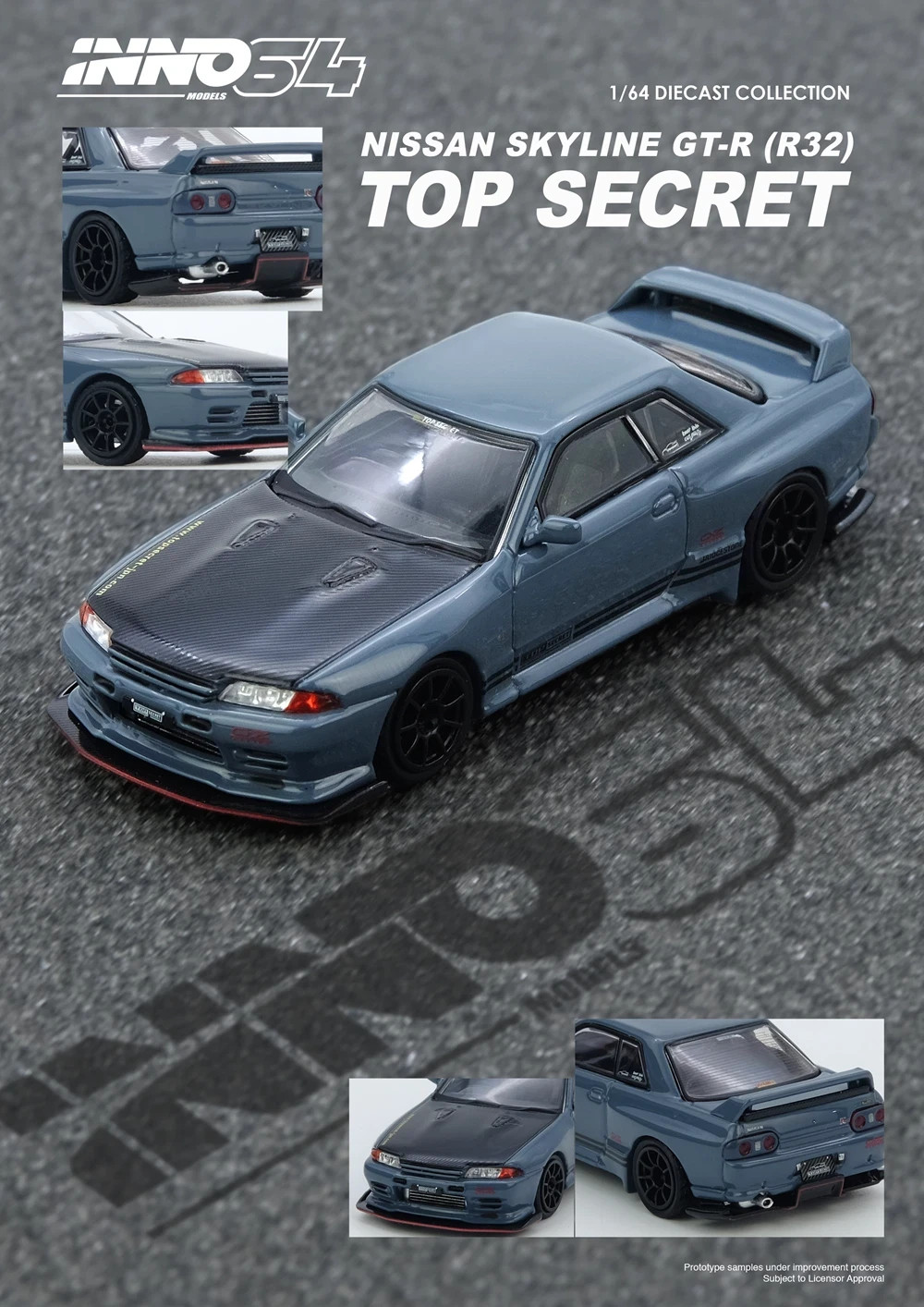INNO64 1:64 Top Secret Nissan IN4-R32TS-STGR (R32) GT-R GREY