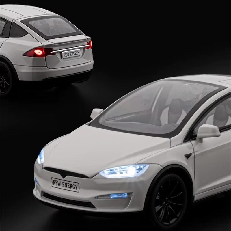 NEW 1:24 TESLA Model X Plaid Alloy Diecast Car Model Sound Light Kids Gift