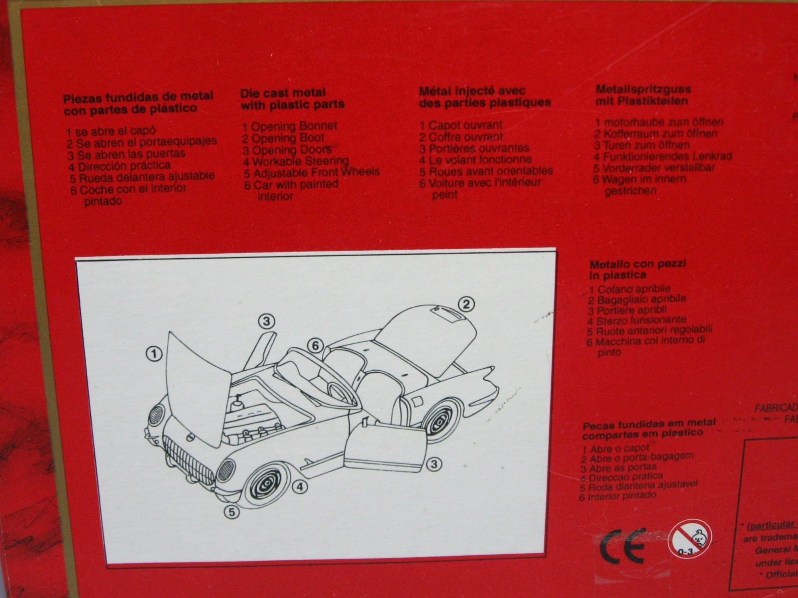 Mira Golden Line Die Cast 1:18 Scale 1954 Corvette Classic NIB Made in Spain