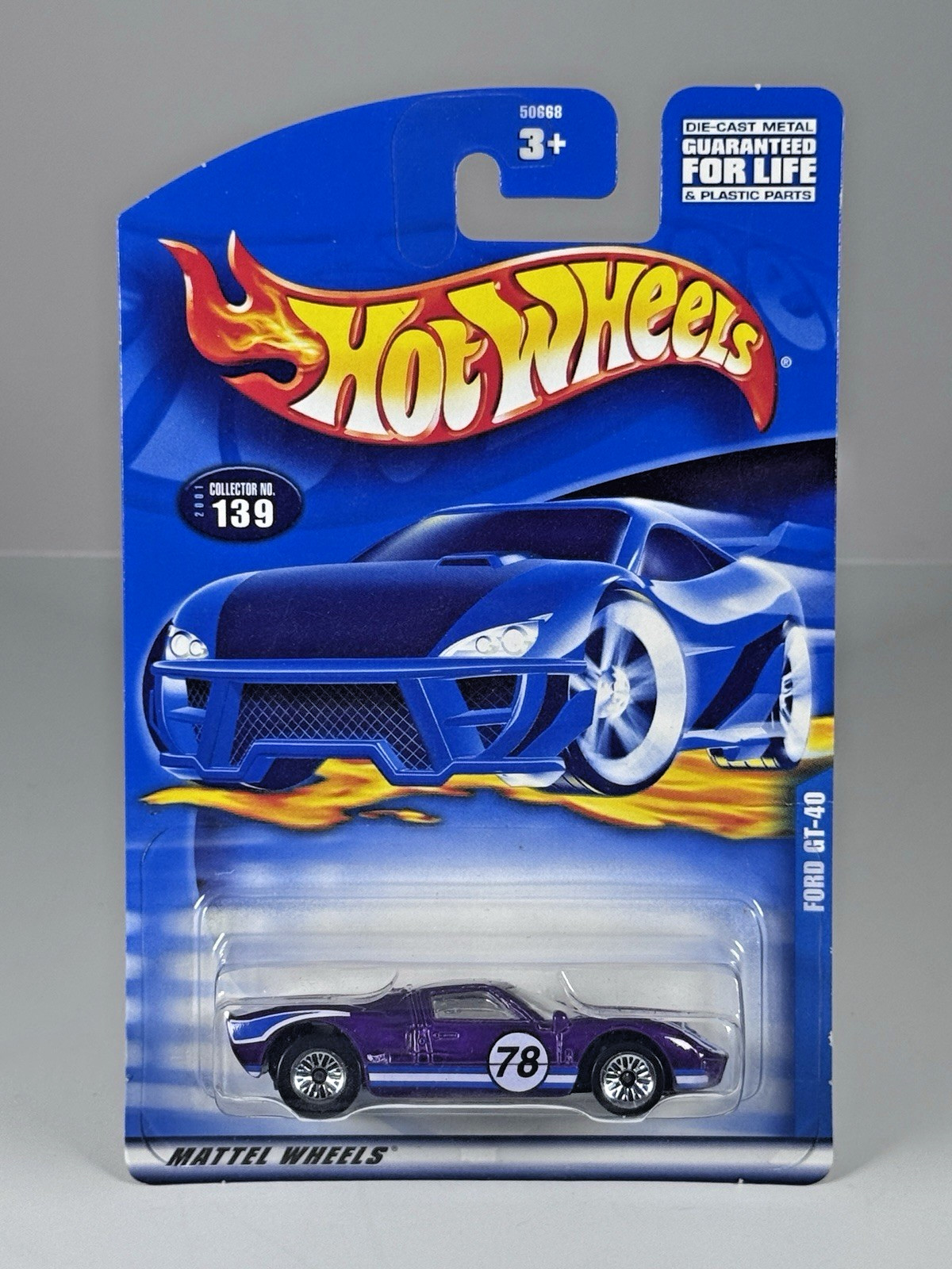 Hot Wheels Ford GT-40 Purple w/Chrome Lace Spokes 2001 Collector #139
