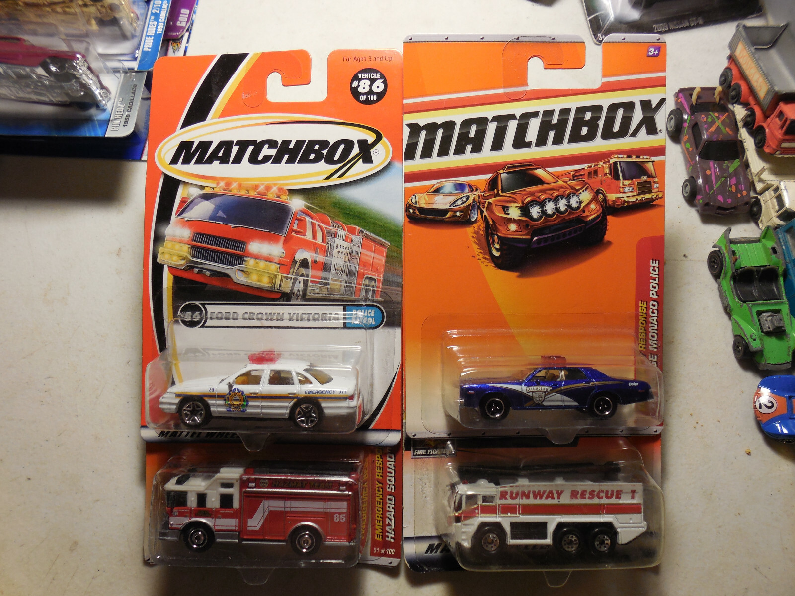 Matchbox Police FIRE LOT 4 DODGE MONACO Crown Victoria NAZMAT RUNWAY RESCUE PD
