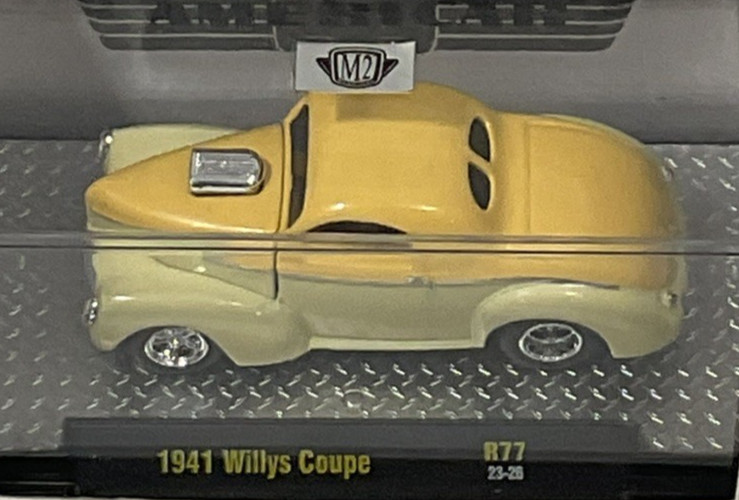 M2 Machines 1941 ’41 WILLYS COUPE R77 23-26 Americar Yellow/Cream 1/64 2023