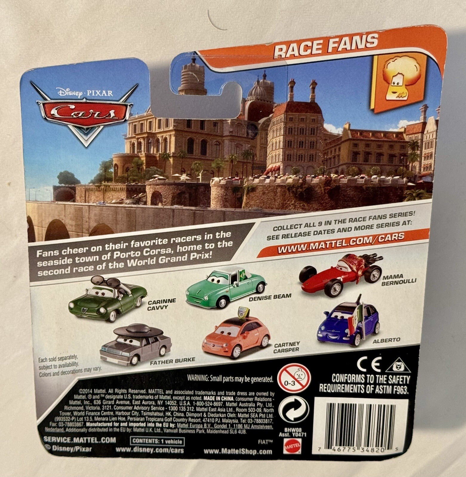 Mattel Disney Pixar Cars ALBERTO Race Fan Sealed On Card