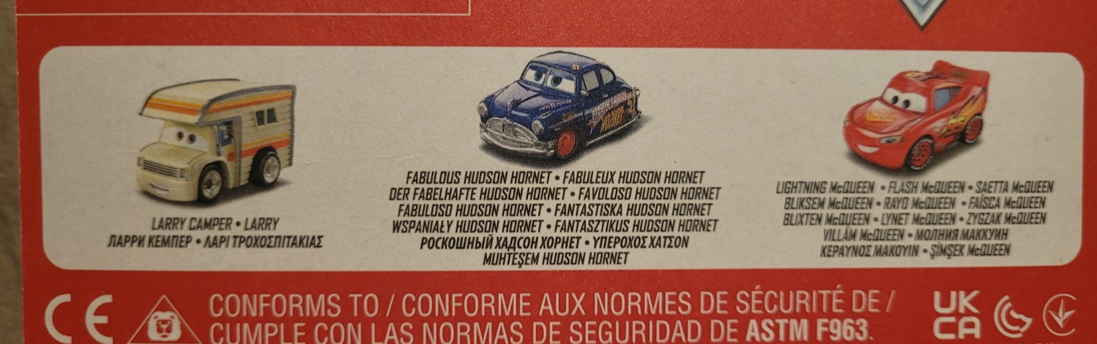 MINI RACERS DISNEY PIXAR CARS 3-PACK LARRY CAMPER, FABULOUS HUDSON HORNET, AND L