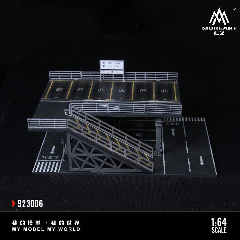 1/64 Diorama Diecast Garage Model Parking Lot Scene LED Lighting Display Case US