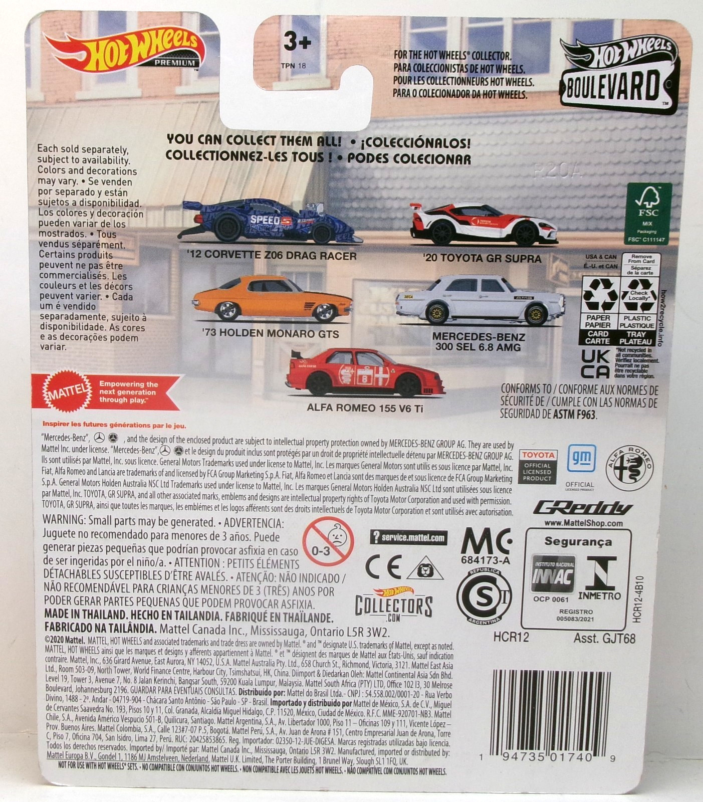2022 HOT WHEELS 1:64 PREMIUM BOULEVARD #51 BLUE ’12 CORVETTE Z06 DRAG RACER