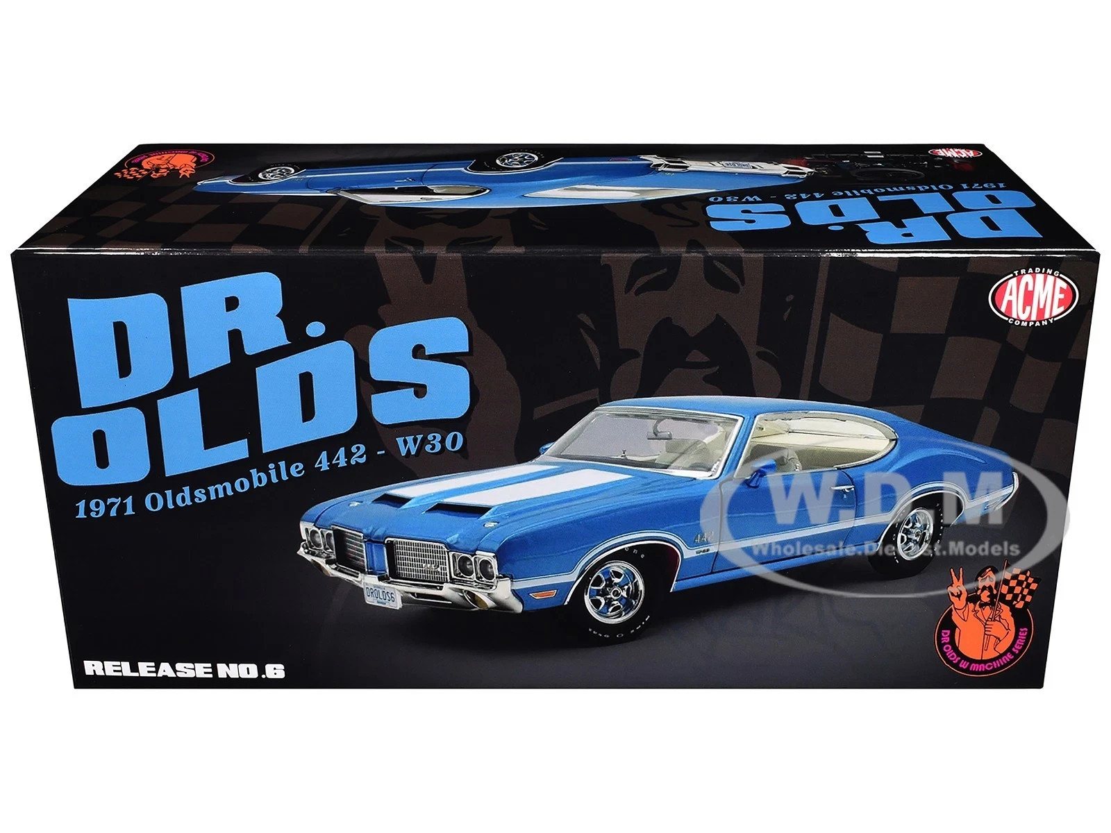1971 OLDSMOBILE 442 W30 “DR. OLDS” VIKING BLUE 1/18 DIECAST BY ACME A1805632