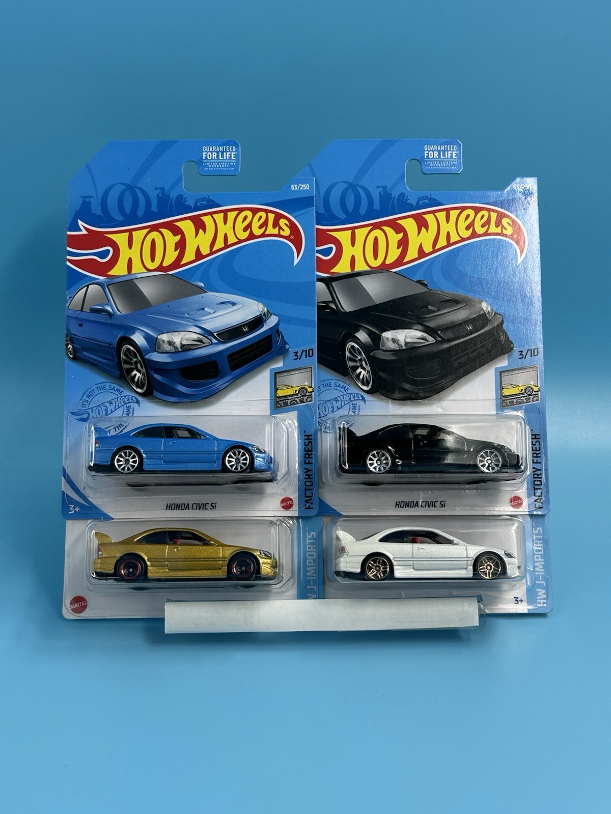 HotWheels HONDA CIVIC Si Black & Blue & Gold & White Lot Of 4