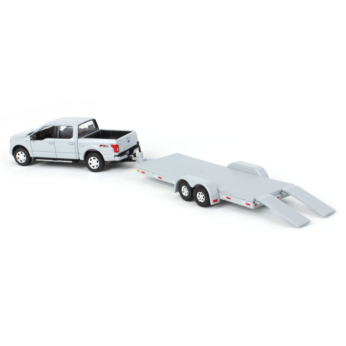Auto World 1/64 2019 Ford F-150 Stone Gray with Gray Trailer CP7976