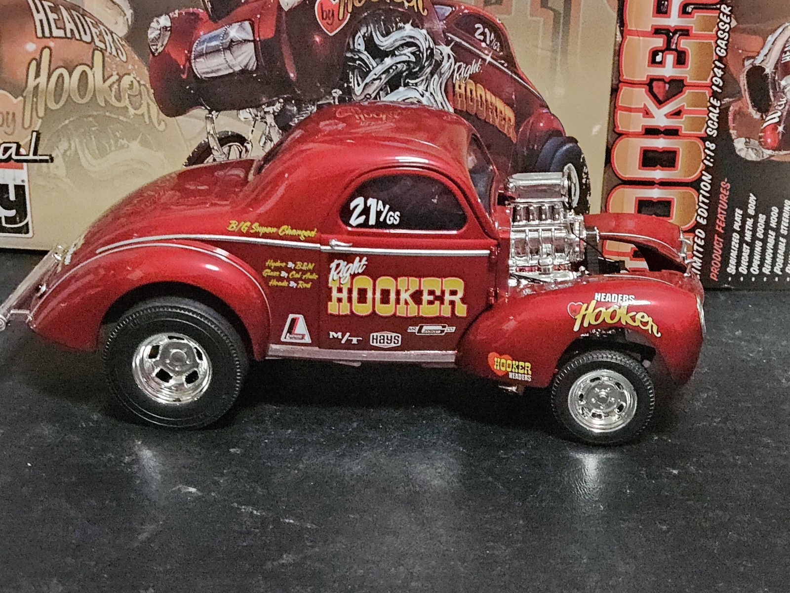 Acme 1:18 1941 WILLYS GASSER HOOKER HEADERS HOLLEY NHRA DRAGSTER A1800910. NEW!
