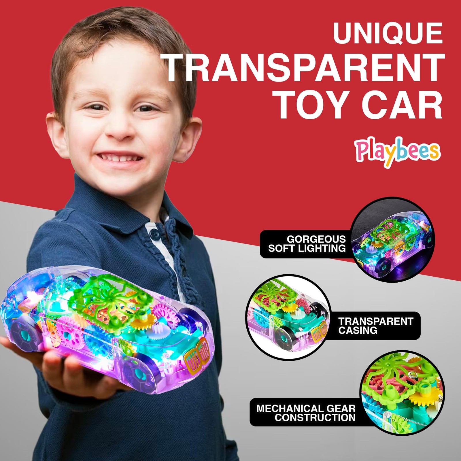 Light-Up Transparent Car Toy, Toys for Autistic Kids Ages 3-5 Sensory Toy for…