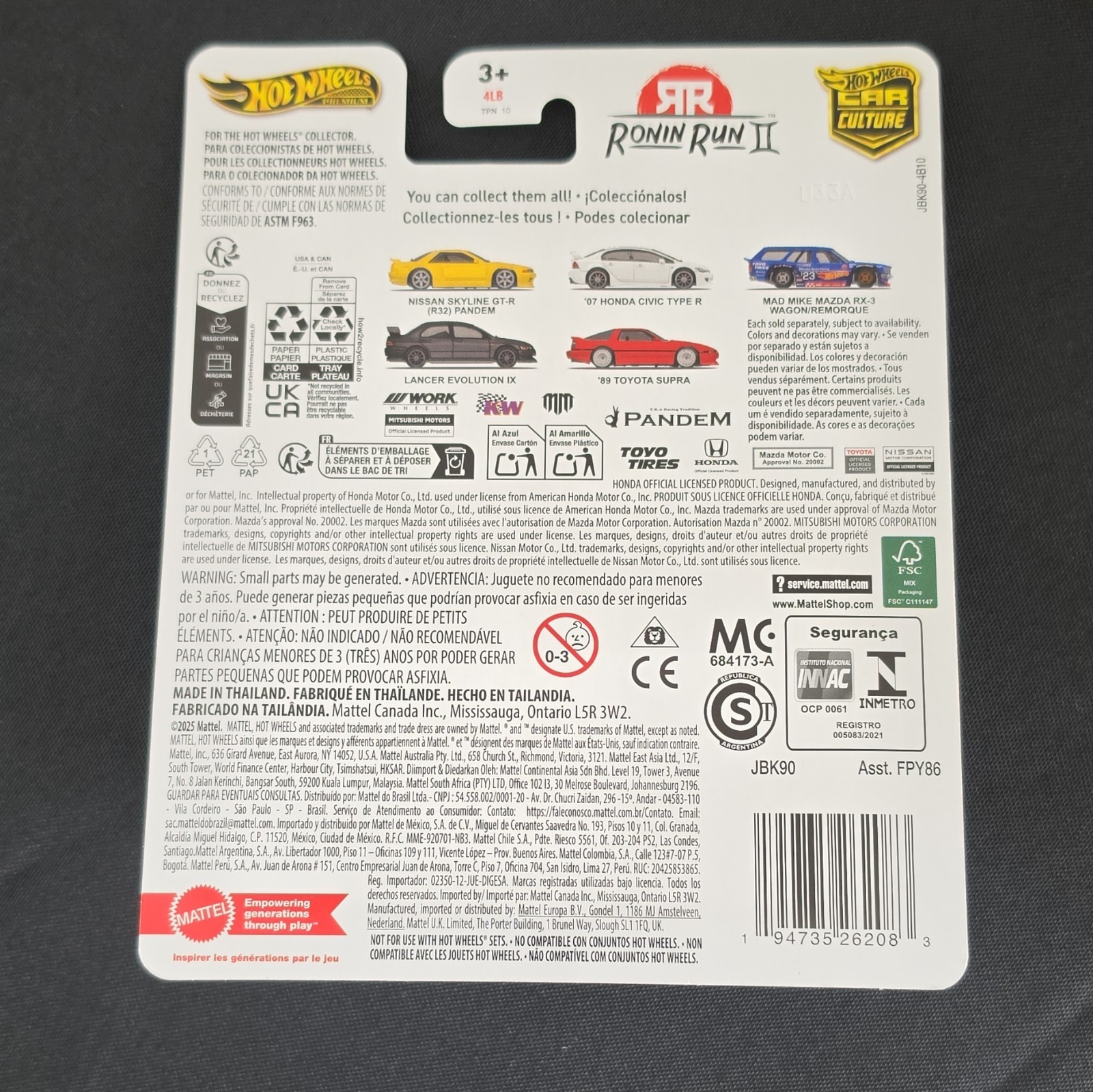 Hot Wheels Car Culture Ronin Run II ’89 Toyota Supra Red/Black 1:64 Diecast