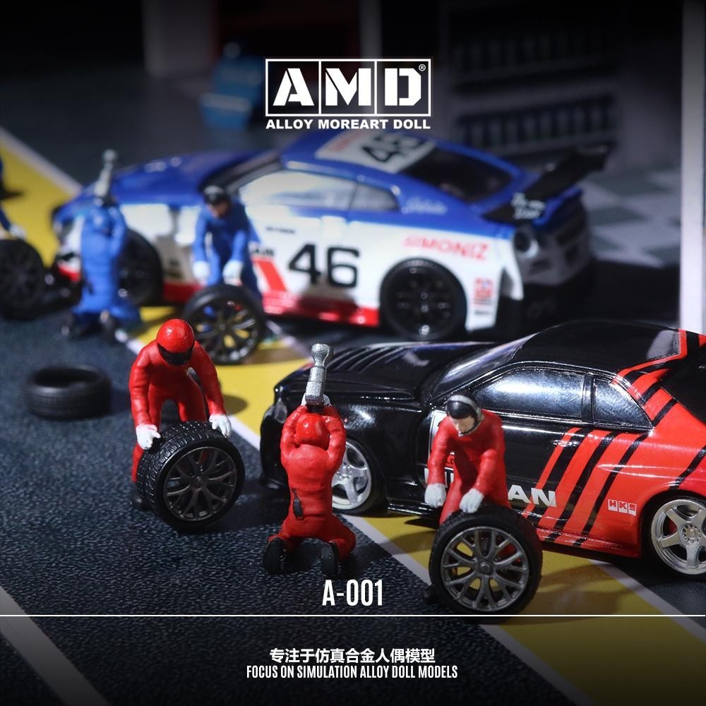 CAR REPAIR MECHANIC FIGURE WHEELS & TIRES DECALS 1/64 DIECAST BY MOREART AMD MA