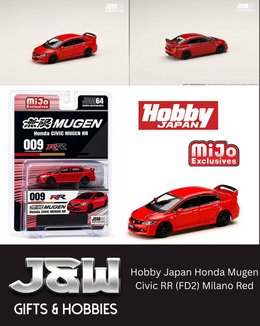 Hobby Japan Honda Mugen Civic RR (FD2) Milano Red 1/64