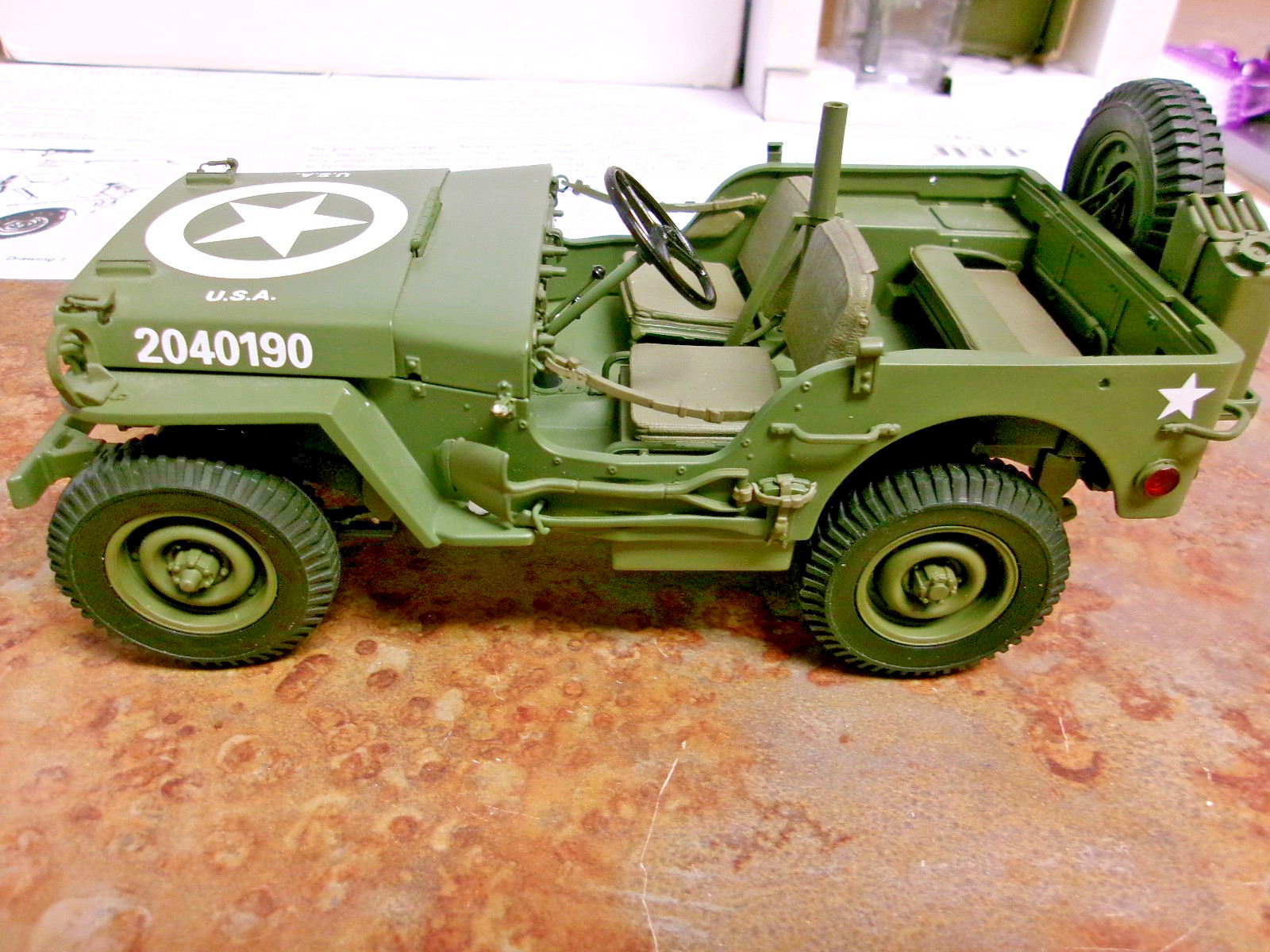 Danbury Mint World War II Jeep Replica 1/16, Gun, Box, Roof, & All Paperwork!