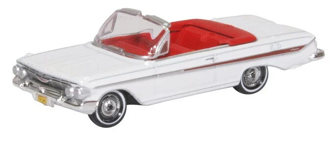 Oxford 1961 CHEVROLET IMPALA Conv. White 1/87 HO diecast car GM
