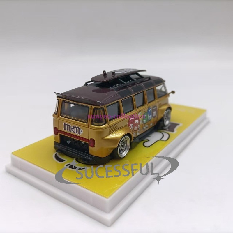 1/64 VW T1 Wide Body Bus Gold Diecast Alloy Car Model Collectible