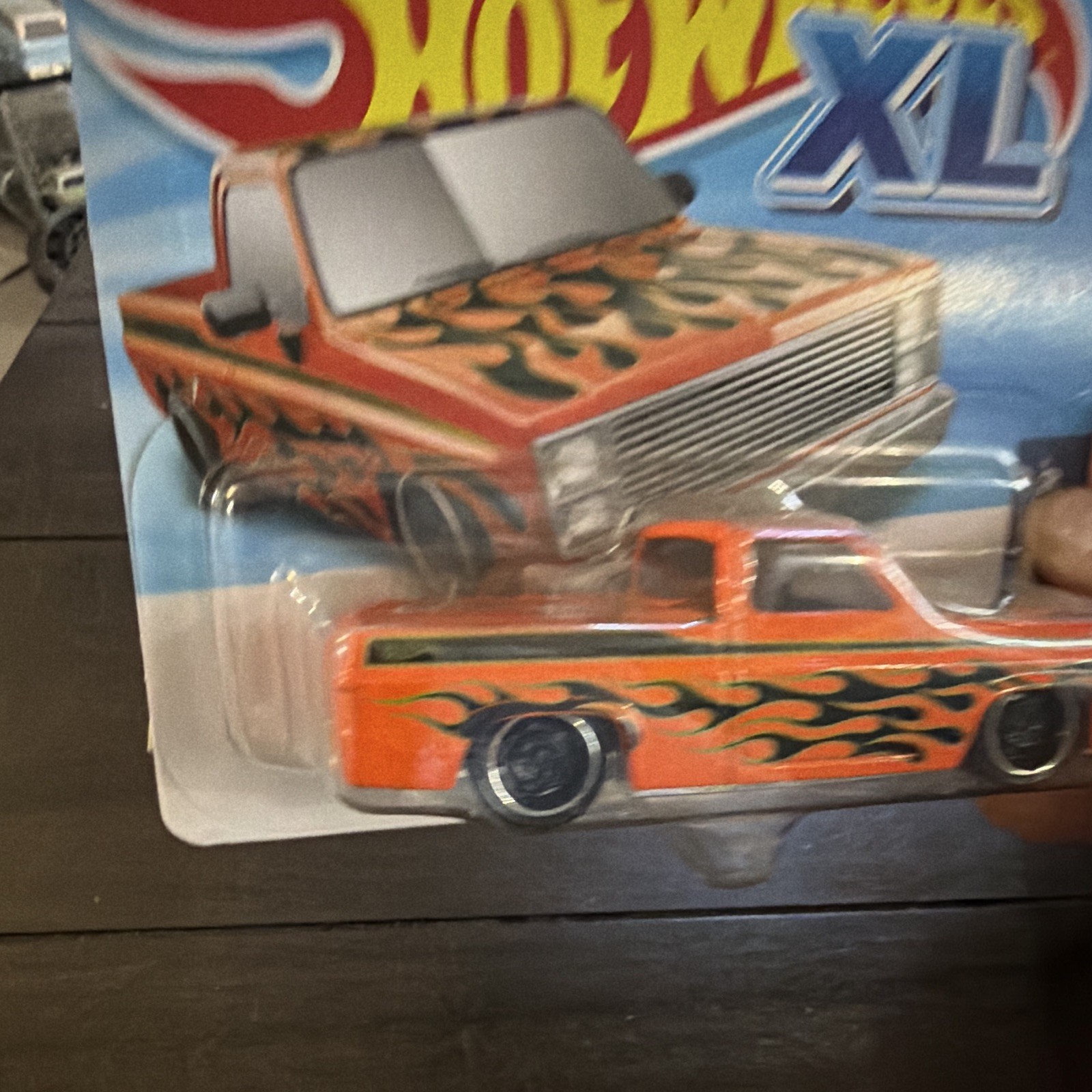 Hot Wheels XL ’83 Chevy Silverado Orange/Black Flames Metal Unopened