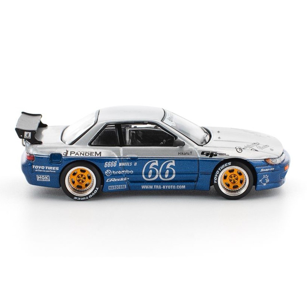 Pop Race 1:64 Nissan Silvia S13 Pandem #66 Moontech Blue Diecast PR640264