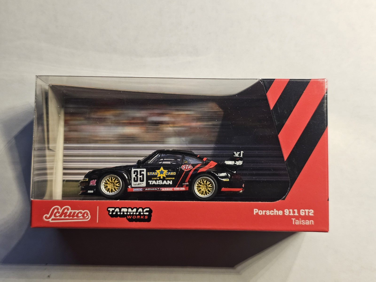 Tarmac Works 1:64 911 (993) GT2 JGTC Taisan Starcard #35 Diecast Model Car