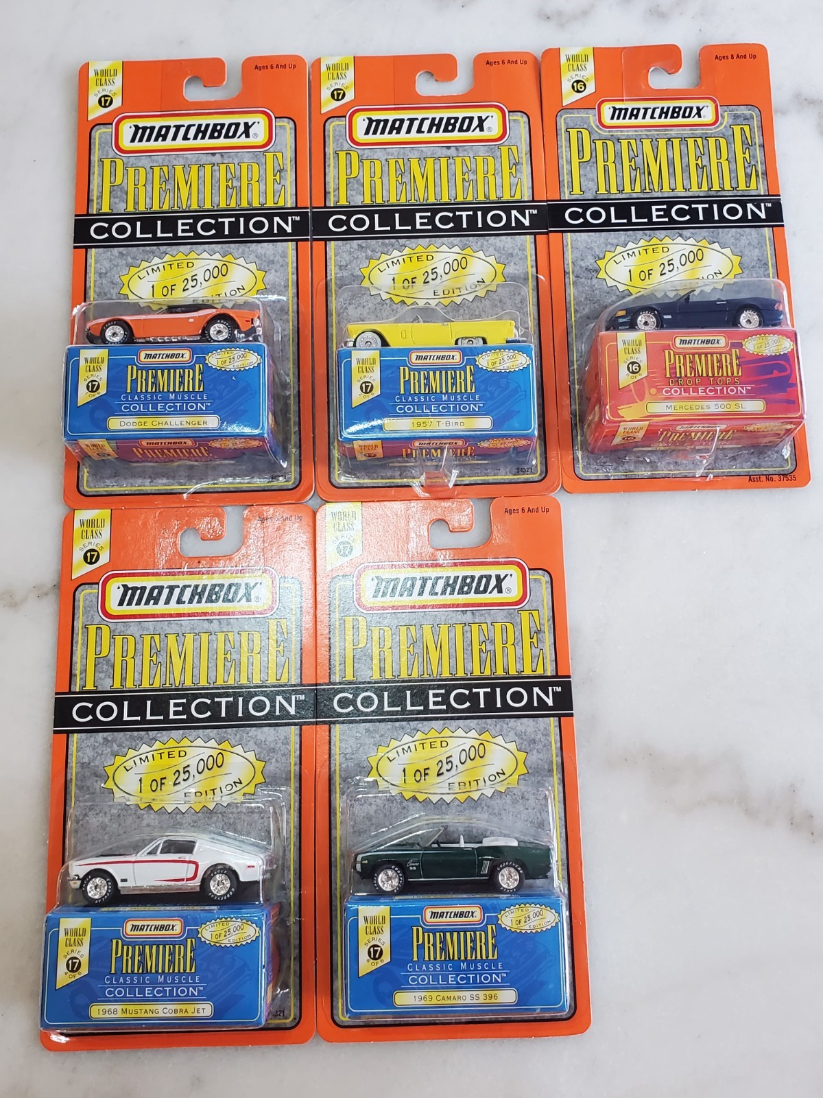 Vintage Matchbox Premiere Collection mid 90’s Cobra Camaro Challenger NiP 1/64