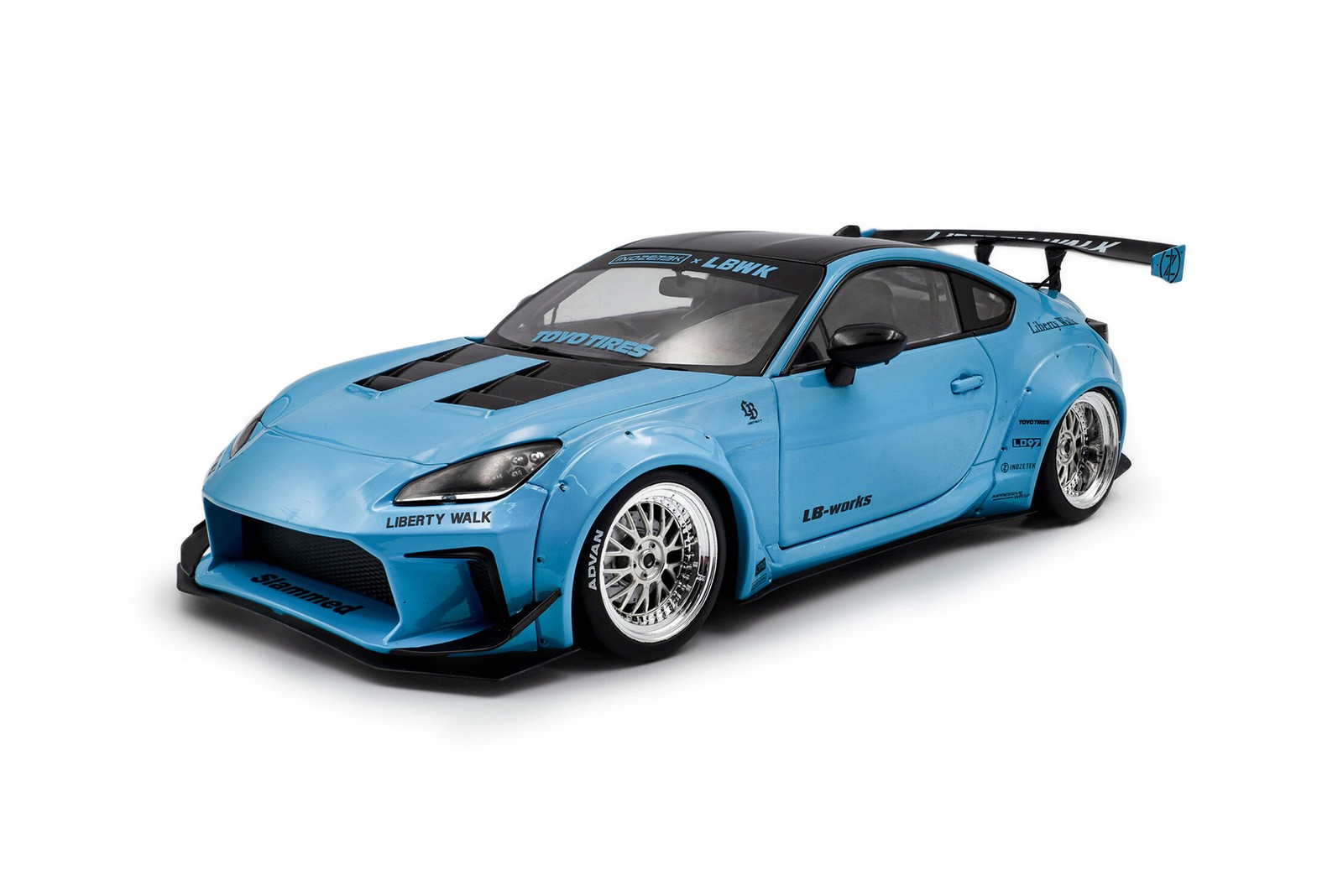 2024 TOYOTA GR86 W/LIBERTY WALK BODY KIT BLUE 1/18 DIECAST CAR SOLIDO S1813601