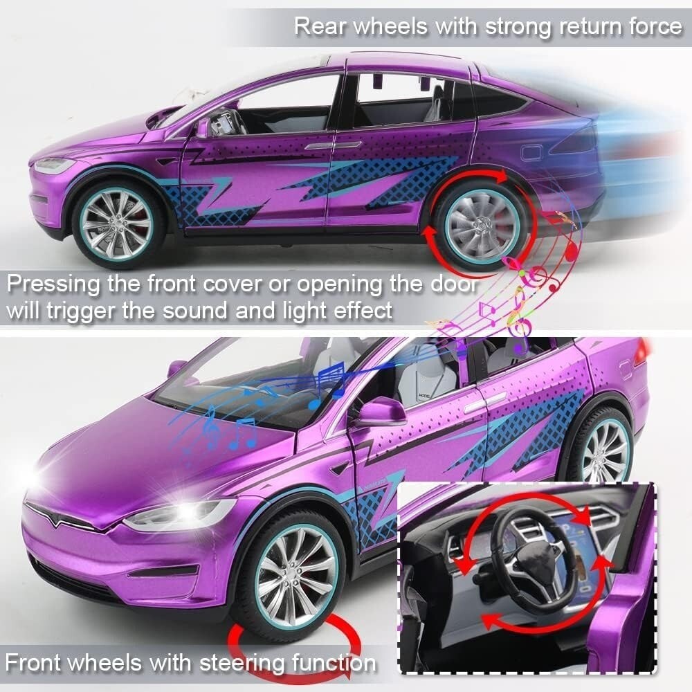 1:24 Tesla Model X Car Alloy Diecast Model Car Toy Vehicle Toys for Xmas Gift US