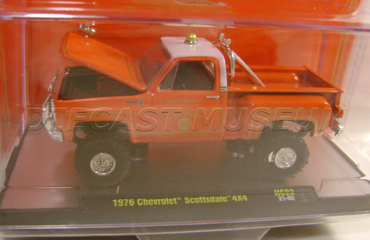1976 ’76 CHEVY SCOTTSDALE HIGH FLAME HS23 SBFD FIRE TRUCK M2 MACHINES 2022