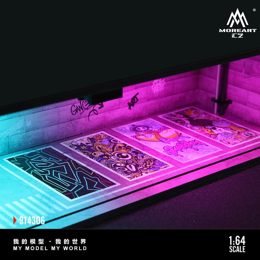 Diorama 1:64 Car Garage Model LED Lighting City Parking Lot Scene Display Model