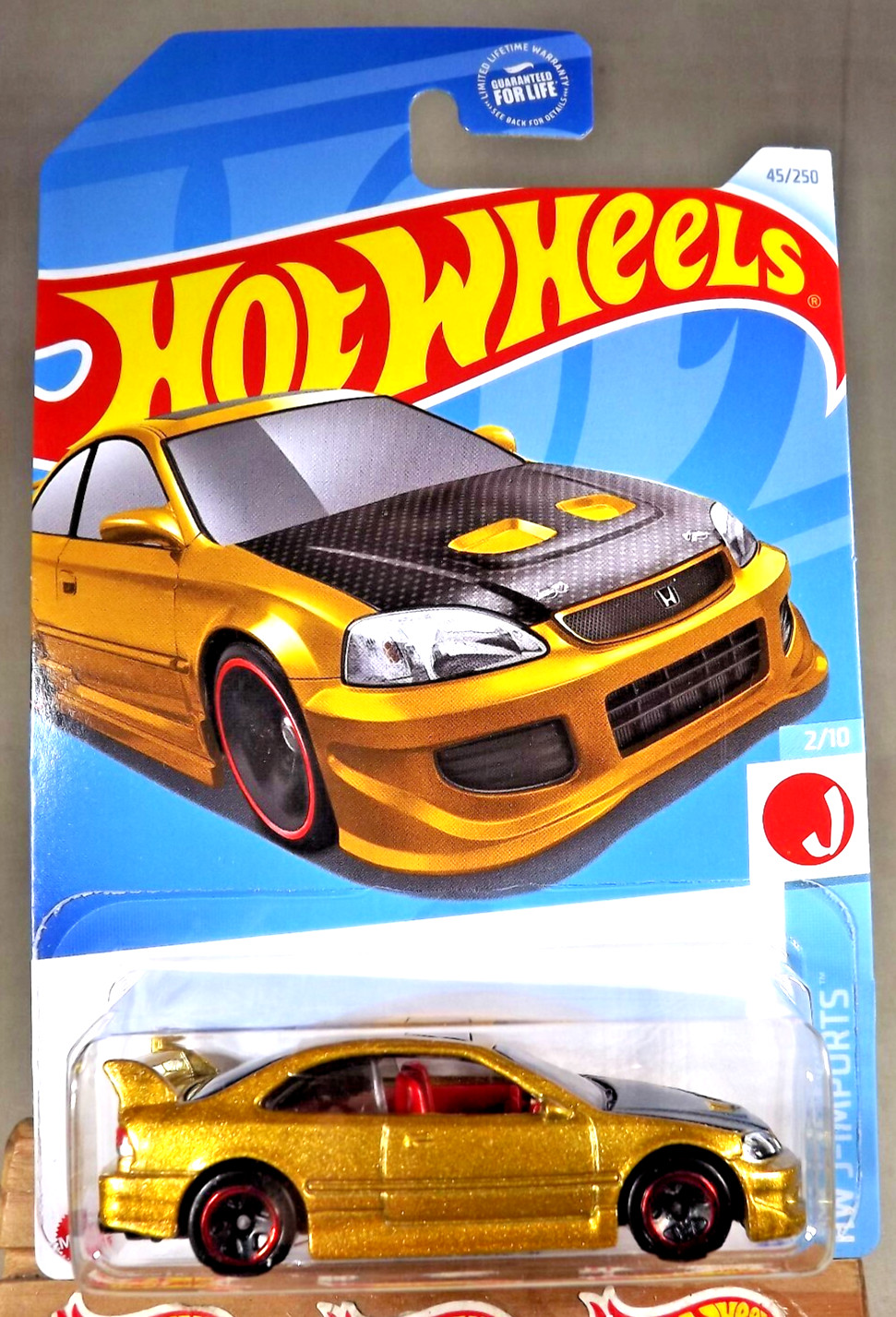 2024 Hot Wheels #45 HW J-Imports 2/10 HONDA CIVIC Si Gold w/Black 5 Sp Red Rims