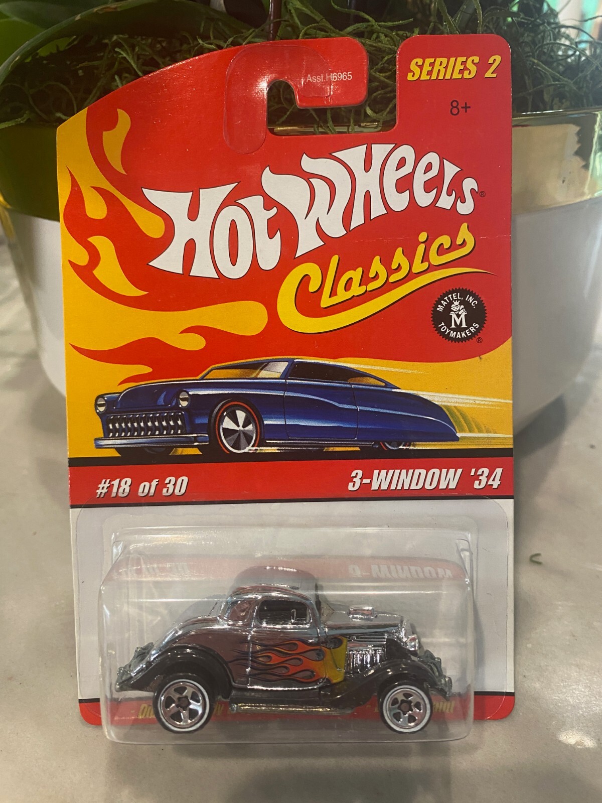 2005 Hot Wheels Classics Series 2 18/30 3-WINDOW ’34 Chrome w/White Wall 5 Spoke