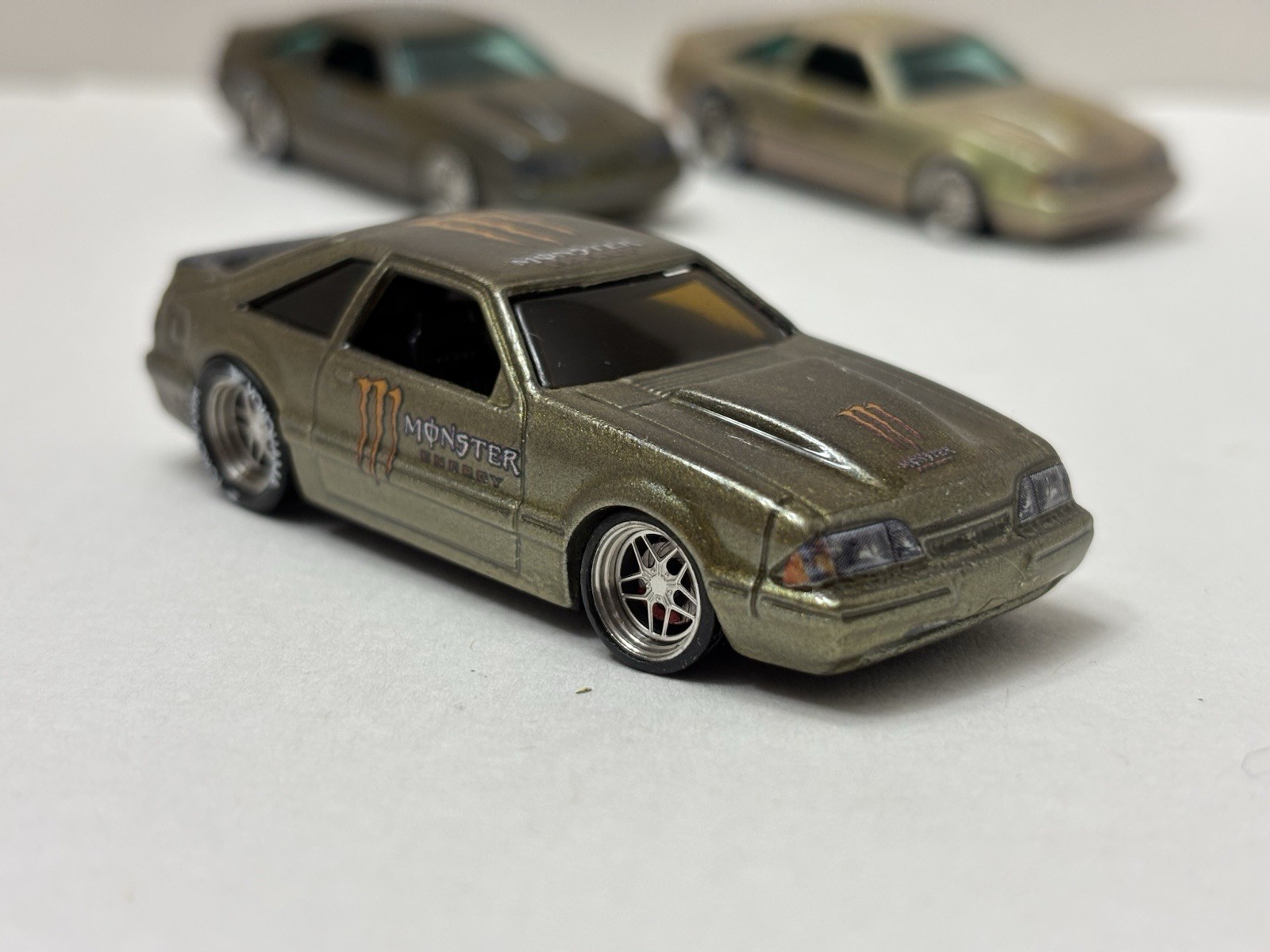 Hot Wheels FOX BODY Monster Energy 1992 Ford Mustang CUSTOMS LOT X 3 Green 🔥🏁