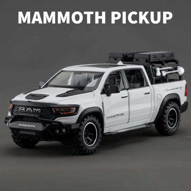 1:32 Dodge Ram 1000 Trx Mammoth Pickup Model, Alloy, Sound, Light, Pull Back Toy