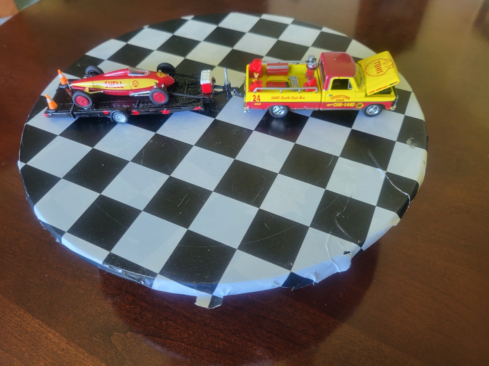 M2 SHELL Customized 69 FORD F-100 RANGER &Shell Ford Belly Tanker On A Trailer