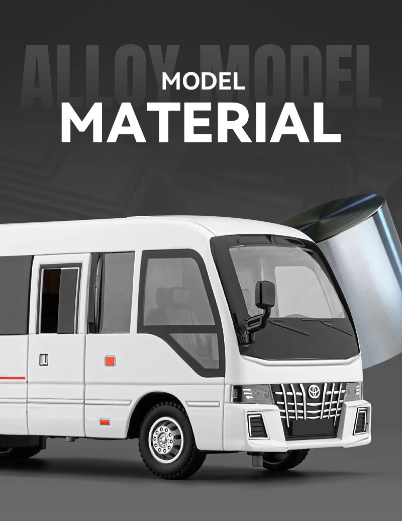 1:33 Toyota Coaster BUS Alloy Model Car Toy Diecasts Metal Casting Sound and Lig