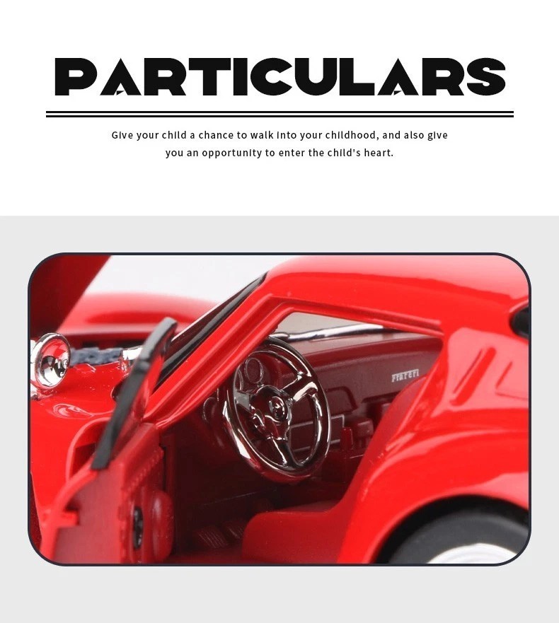 1:32 1964 Ferrari 250 GTO Diecast Alloy Car Model – Light Sound Pull-Back Toy