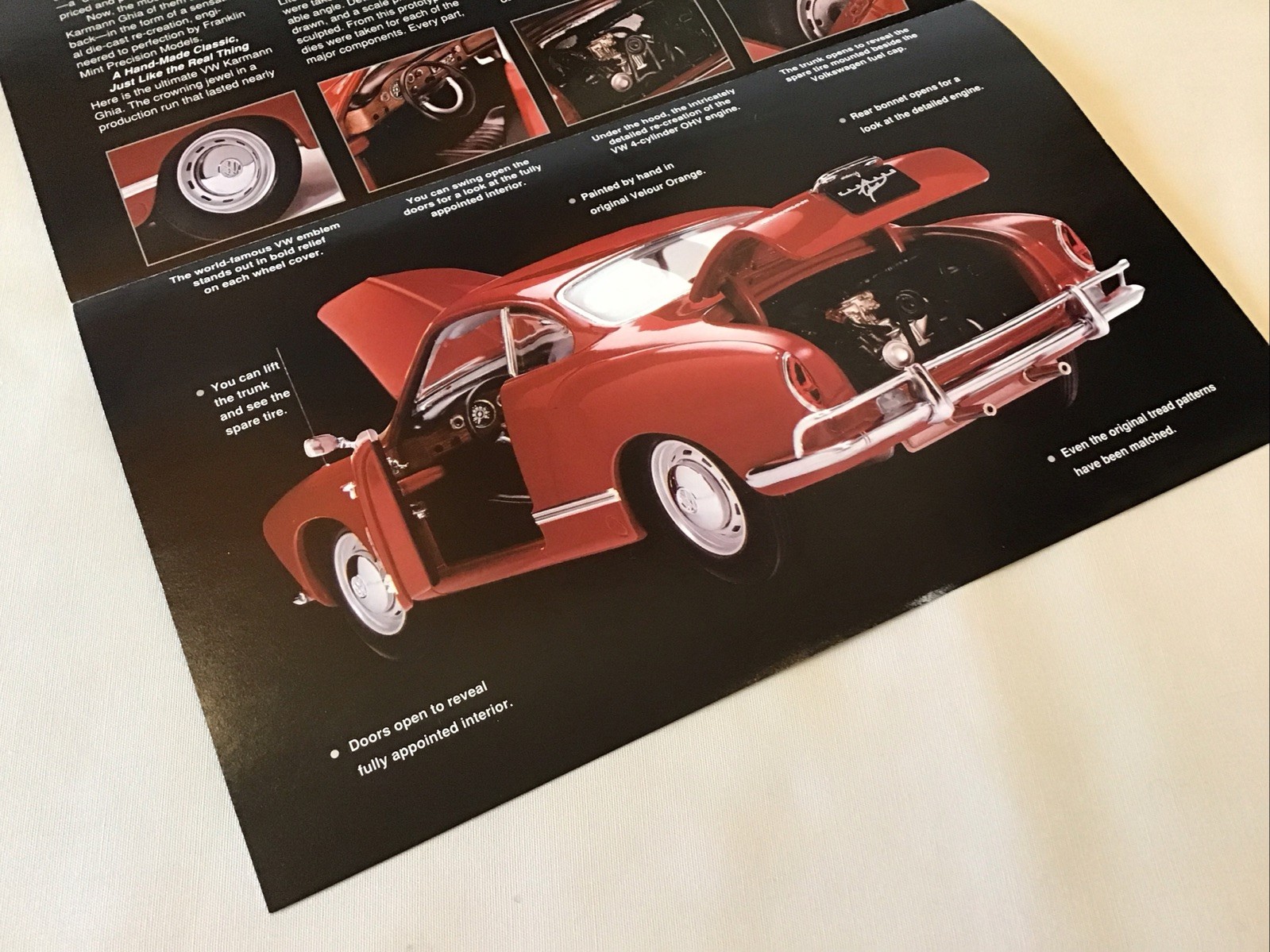 Franklin Mint Volkswagen The Karmann Ghia Rare Brochure Paperwork Only 1:24
